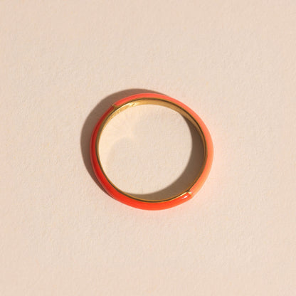 Split Color Neon Red & Pink Stacker Ring
