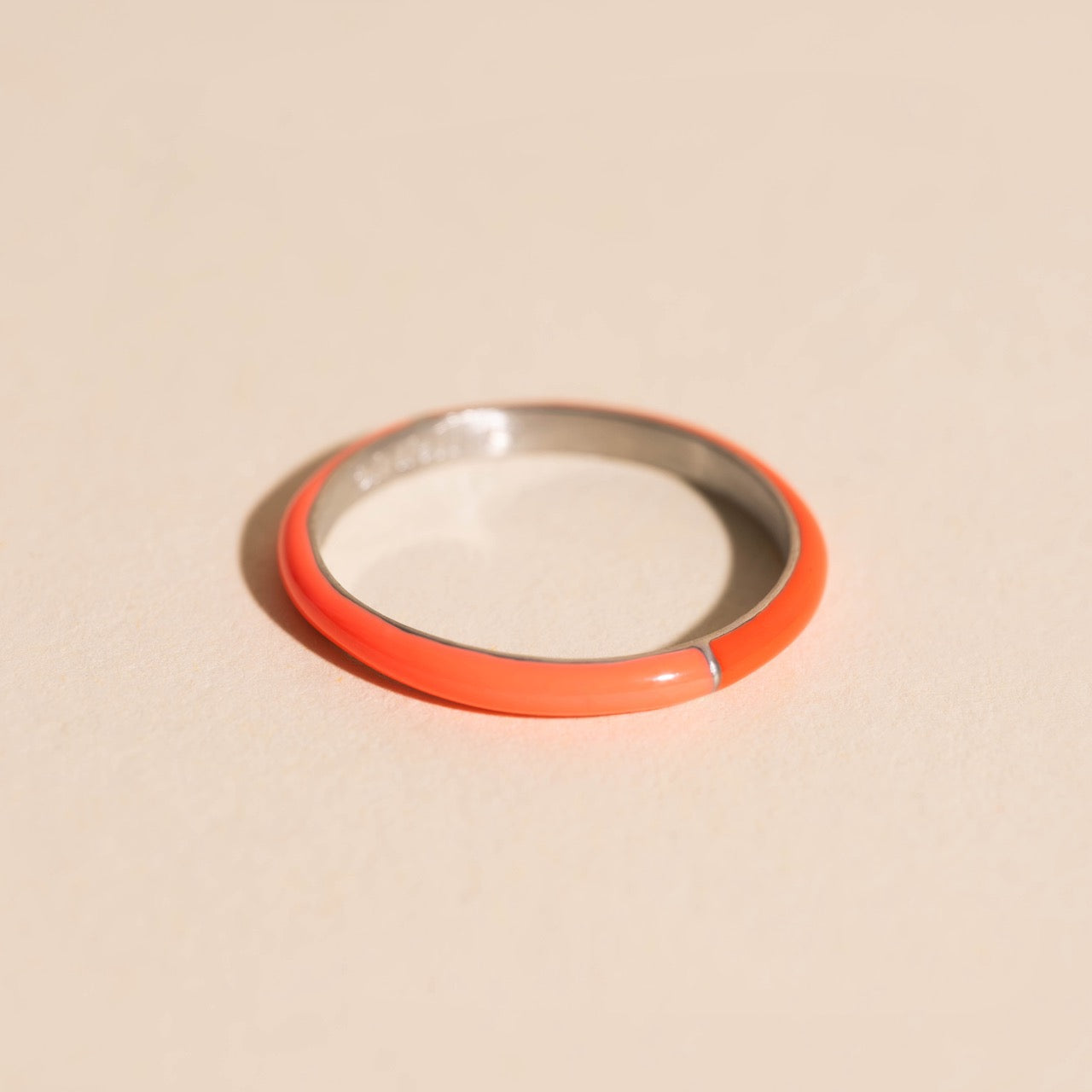 Split Color Neon Red & Pink Stacker Ring