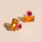 Neon Pink & Orange Crystal Stud Earring