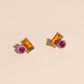 Neon Pink & Orange Crystal Stud Earring