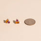 Neon Pink & Orange Crystal Stud Earring