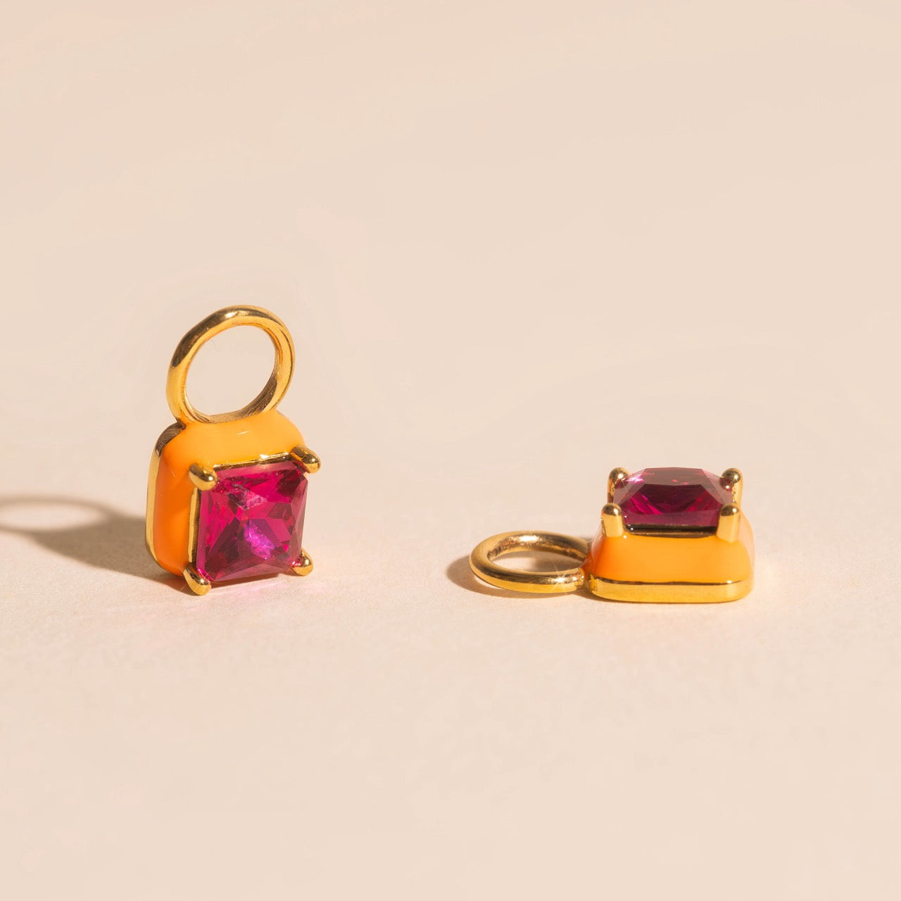 Neon Square Huggie Hoop Charms