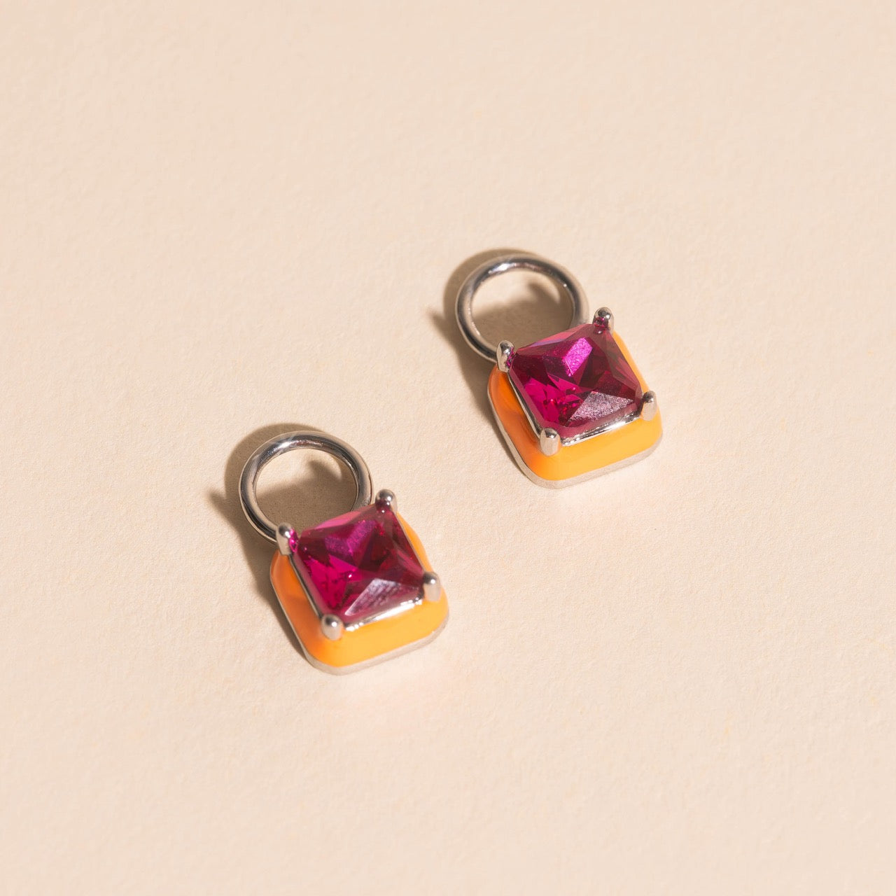 Neon Square Huggie Hoop Charms
