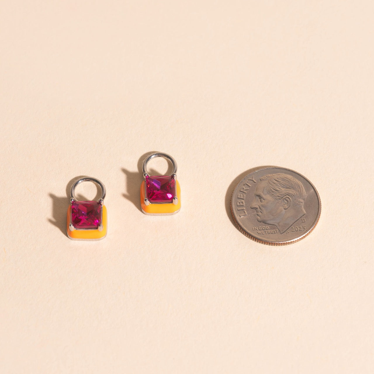 Neon Square Huggie Hoop Charms