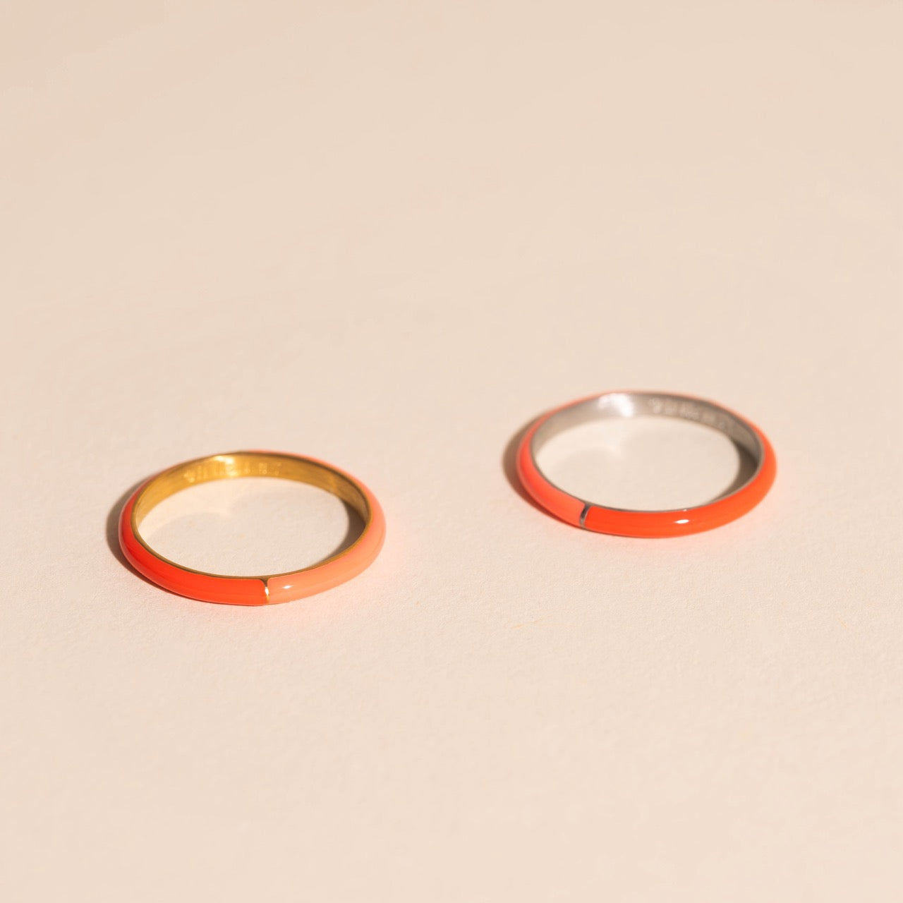 Split Color Neon Red & Pink Stacker Ring