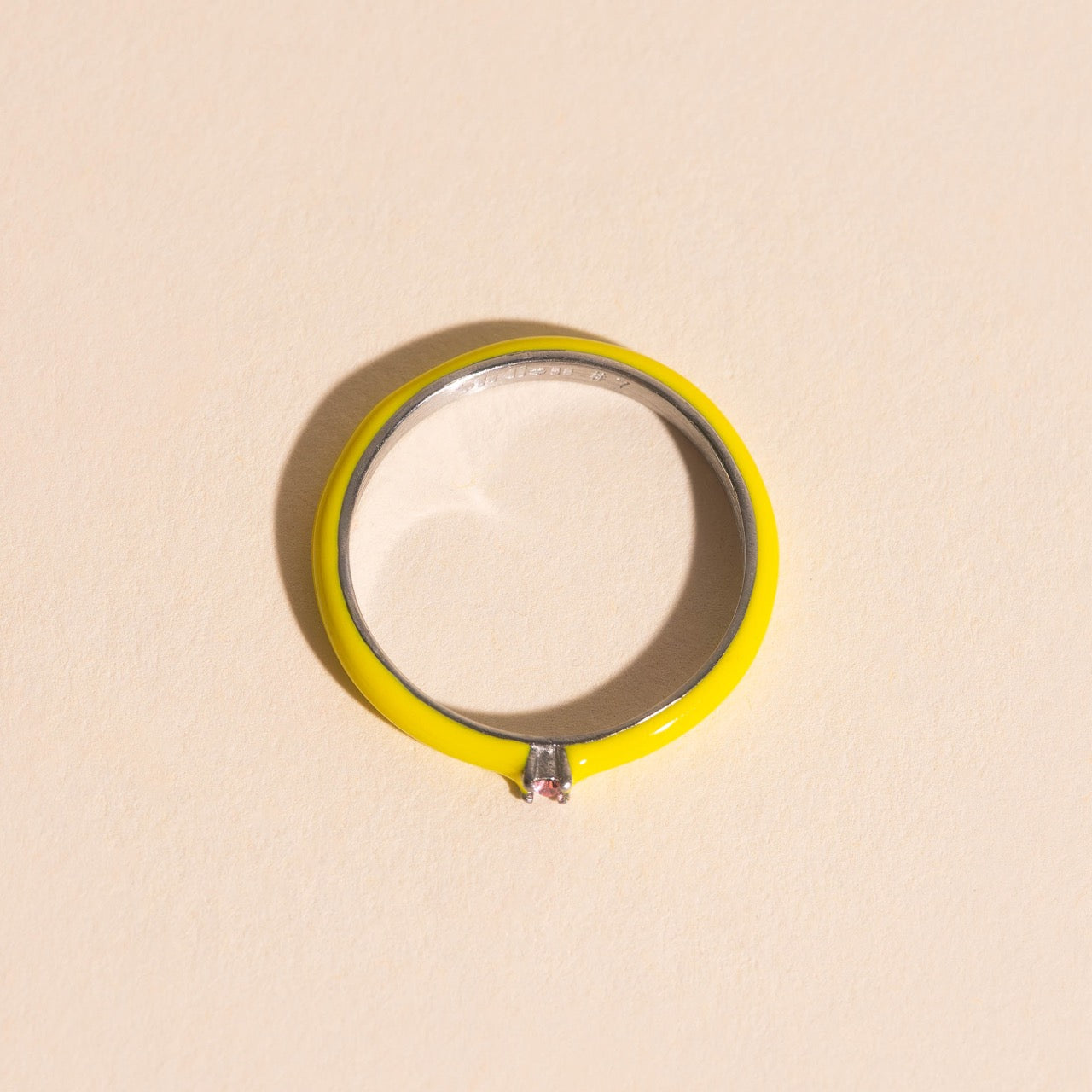 Neon Yellow & Pink Crystal Stacker Ring