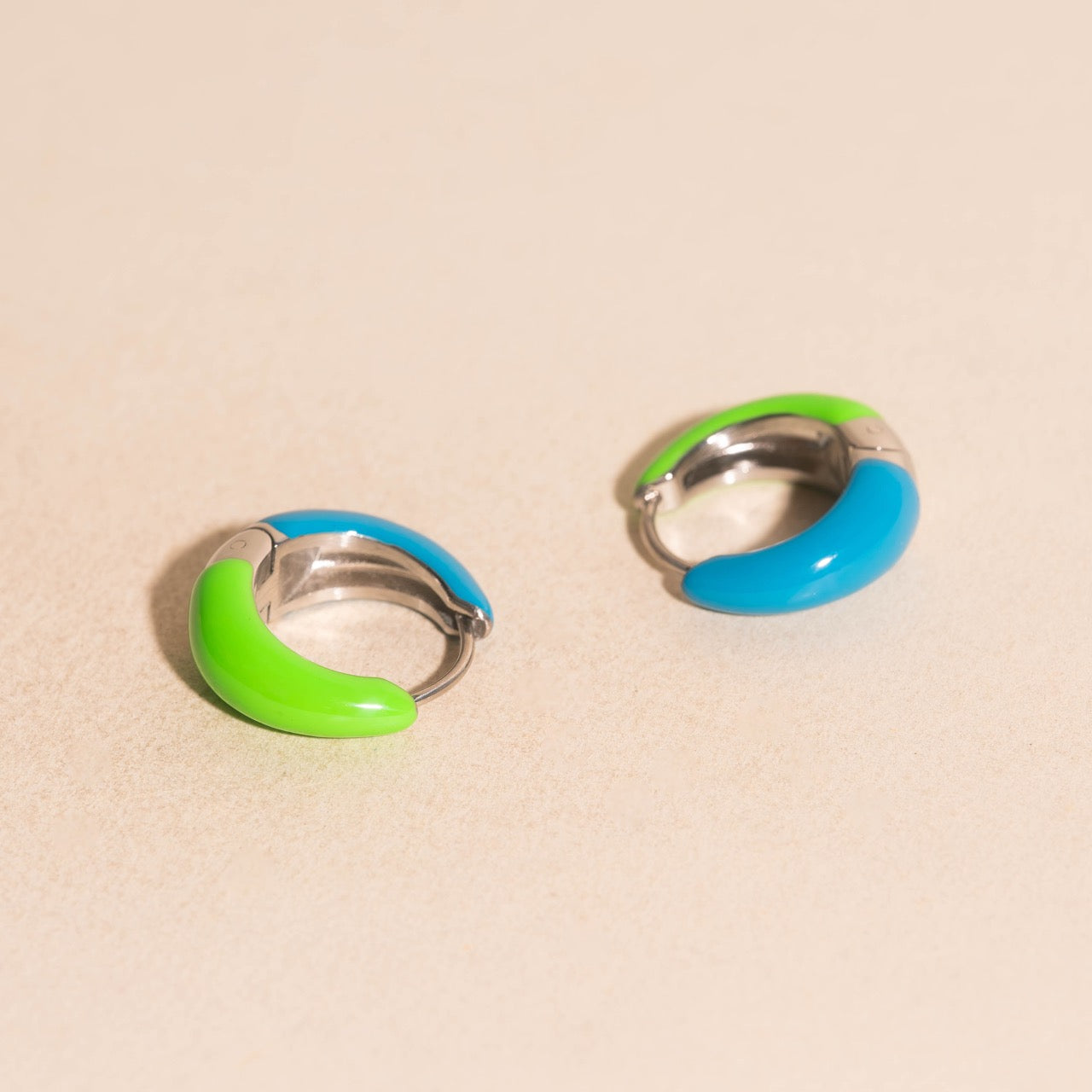 Neon Split Teardrop Chunky Huggie Hoop