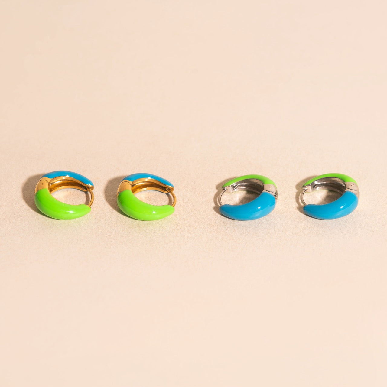 Neon Split Teardrop Chunky Huggie Hoop