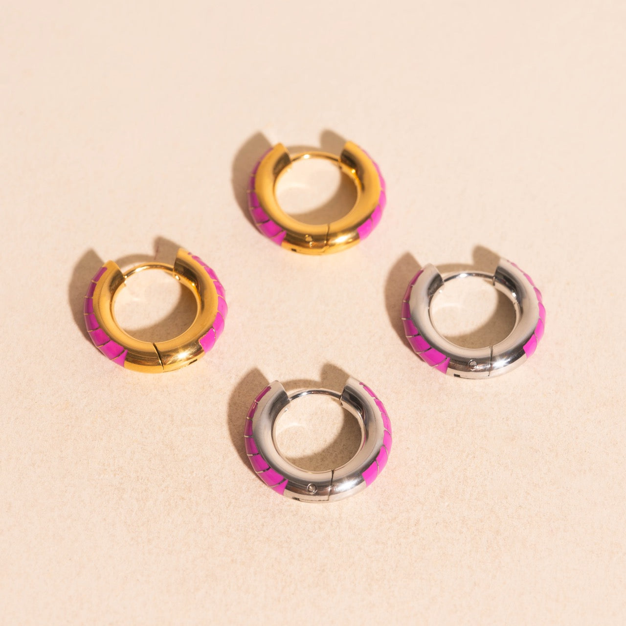 Neon Color Chunky Rounded Huggie Hoop Earrings