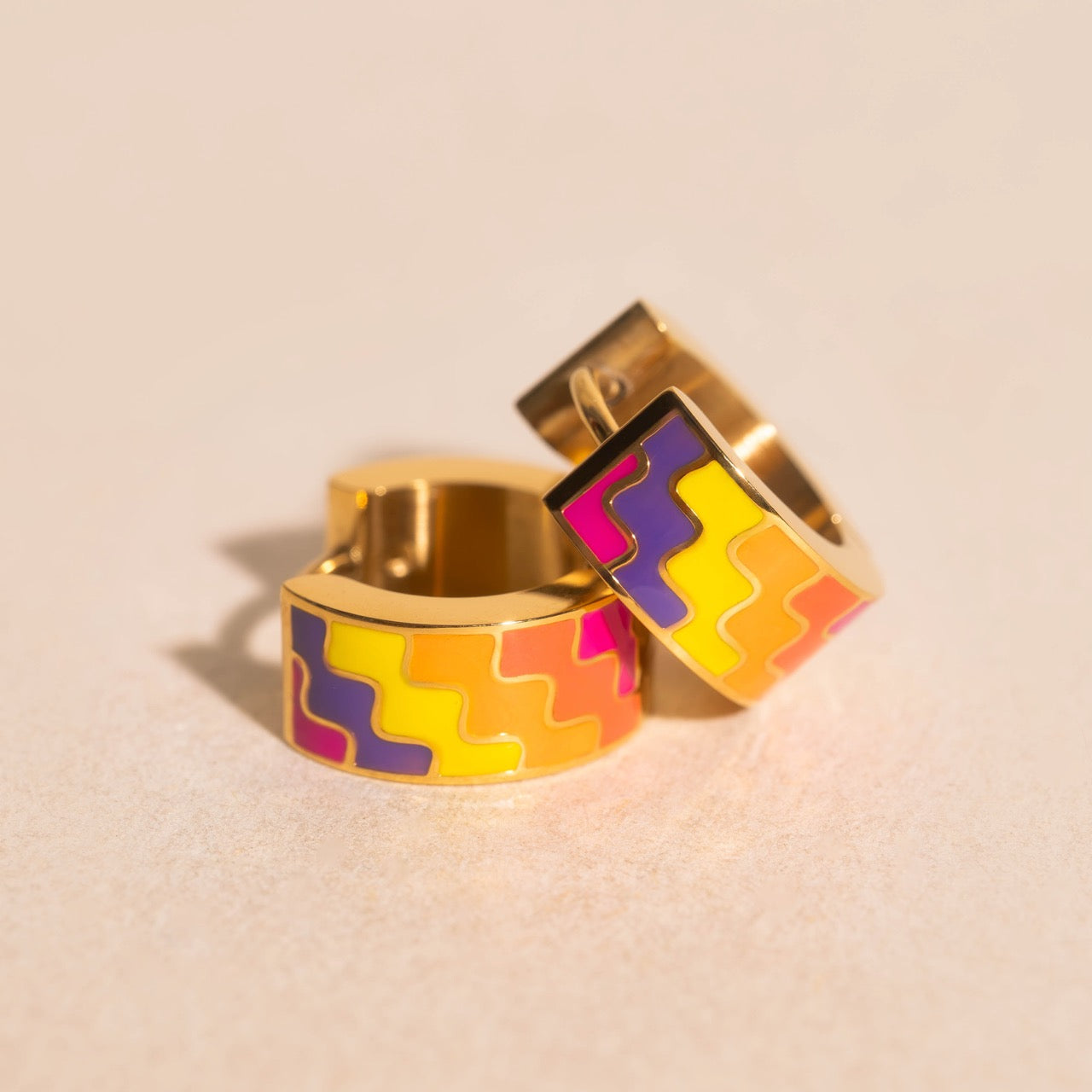 Beach Towel Super Chunky Huggie Hoop Earrings