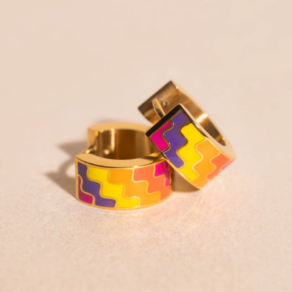 Beach Towel Super Chunky Huggie Hoop Earrings