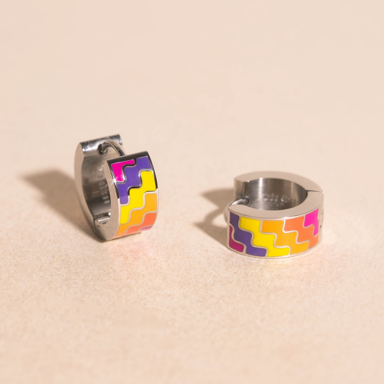 Beach Towel Super Chunky Huggie Hoop Earrings