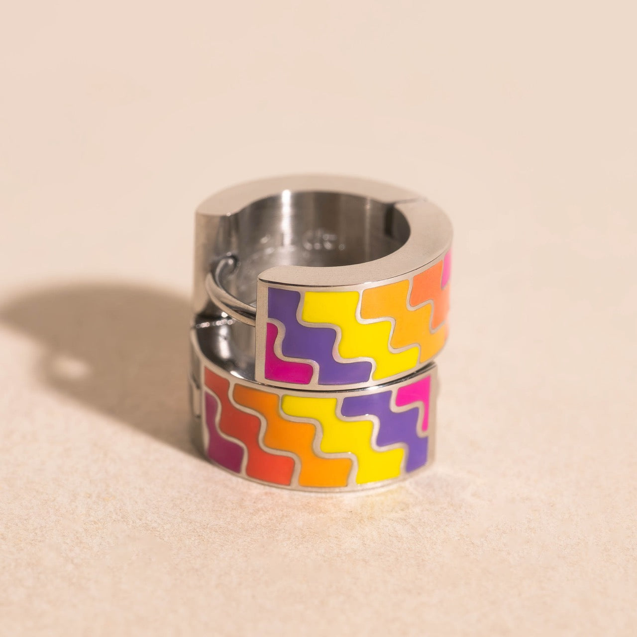 Beach Towel Super Chunky Huggie Hoop Earrings