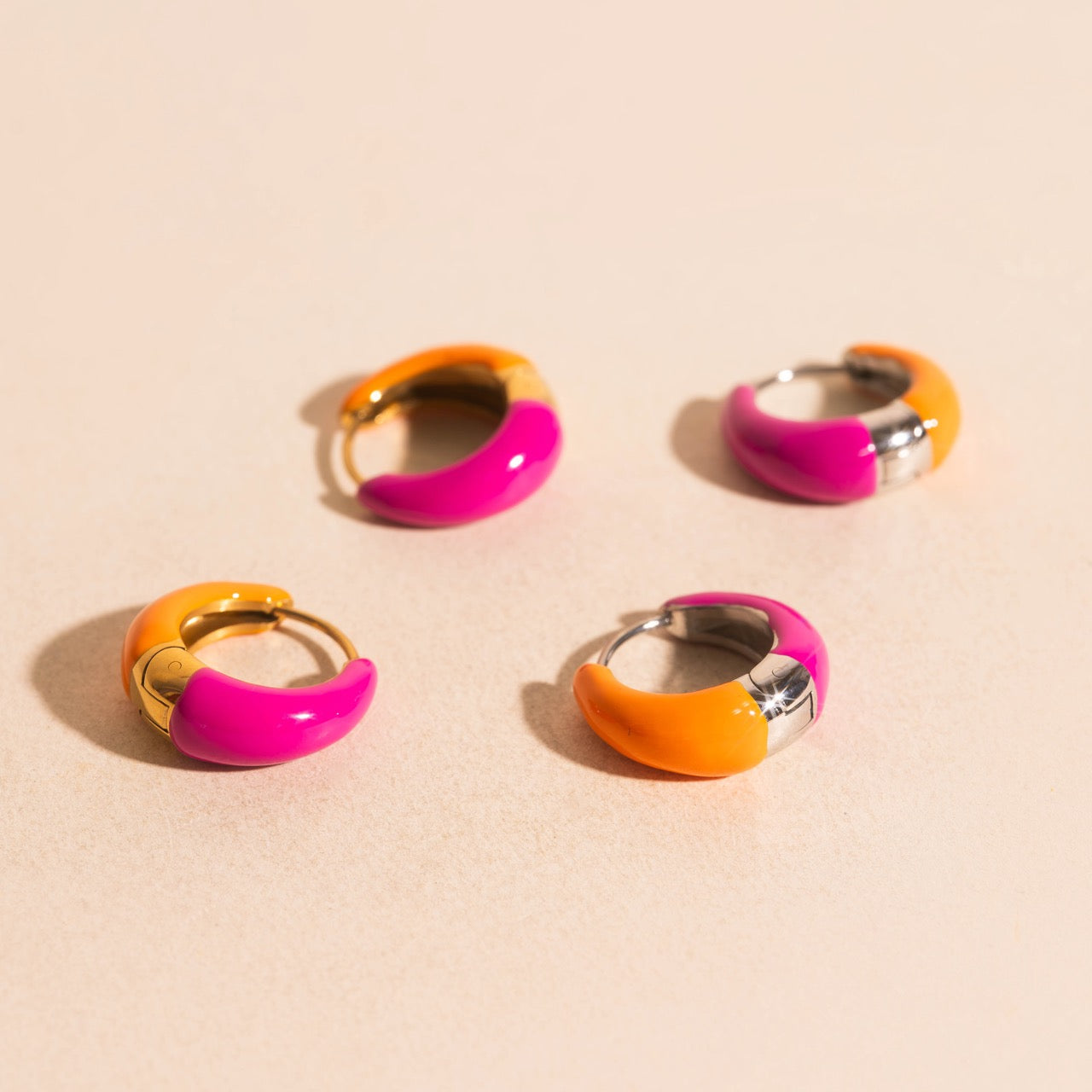 Neon Split Teardrop Chunky Huggie Hoop