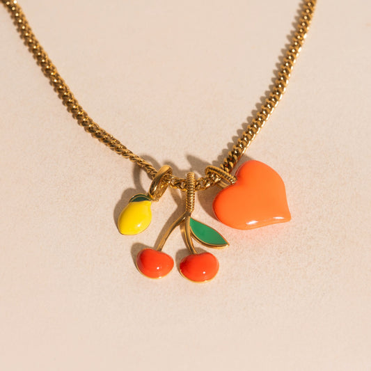 Neon Orange Heart Necklace Charm