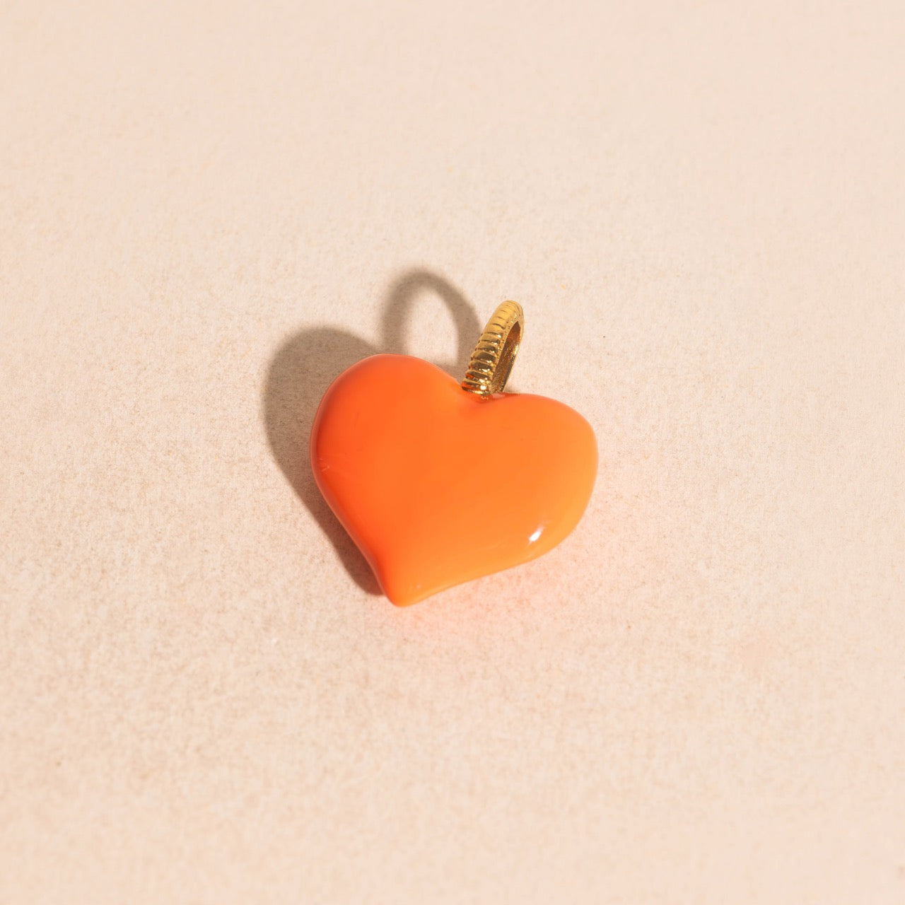 Neon Orange Heart Necklace Charm