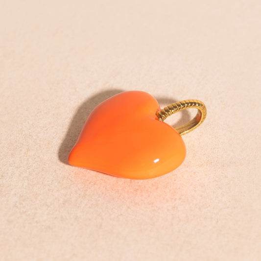 Neon Orange Heart Necklace Charm