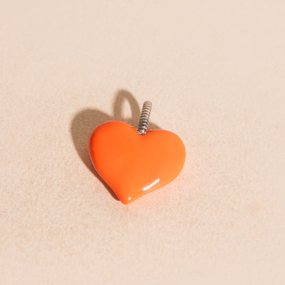 Neon Orange Heart Necklace Charm
