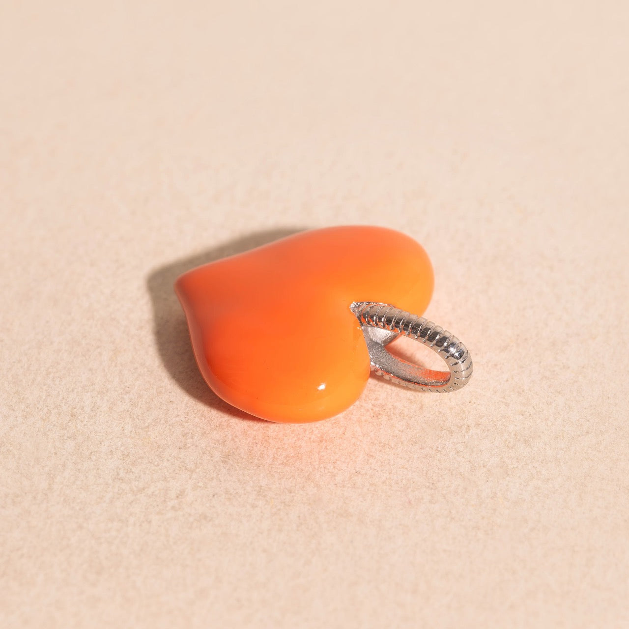 Neon Orange Heart Necklace Charm