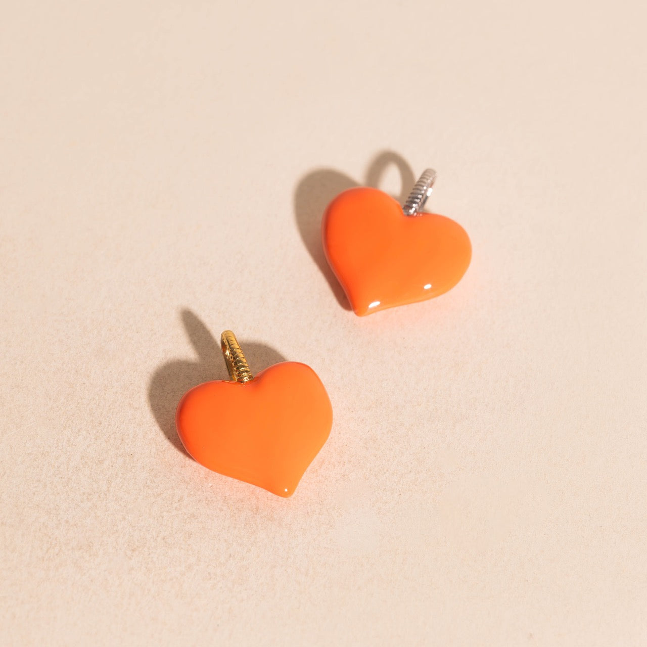 Neon Orange Heart Necklace Charm