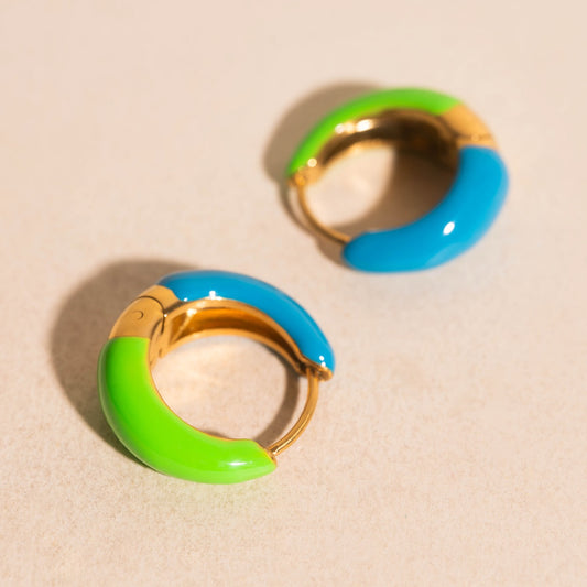 Neon Split Teardrop Chunky Huggie Hoop