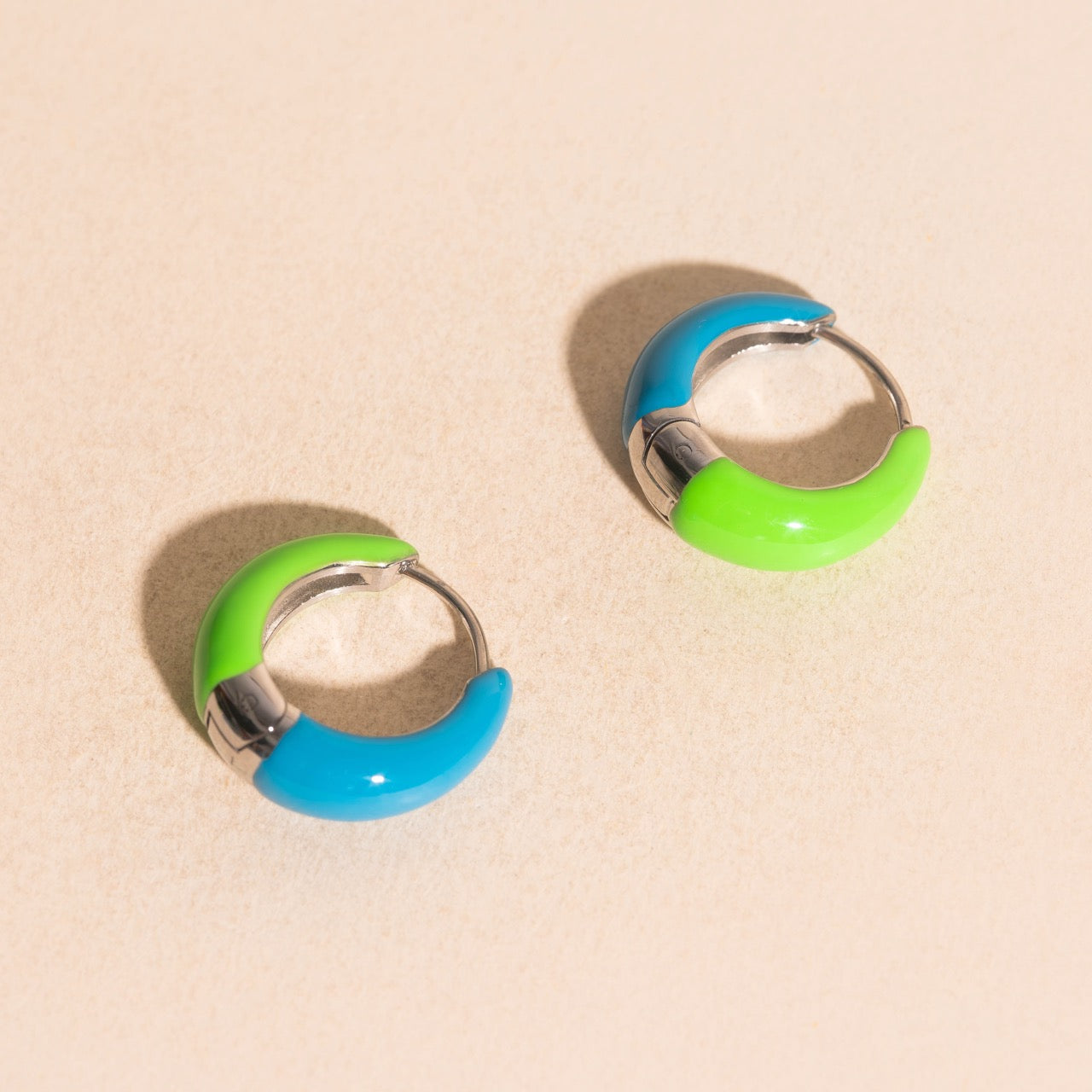 Neon Split Teardrop Chunky Huggie Hoop