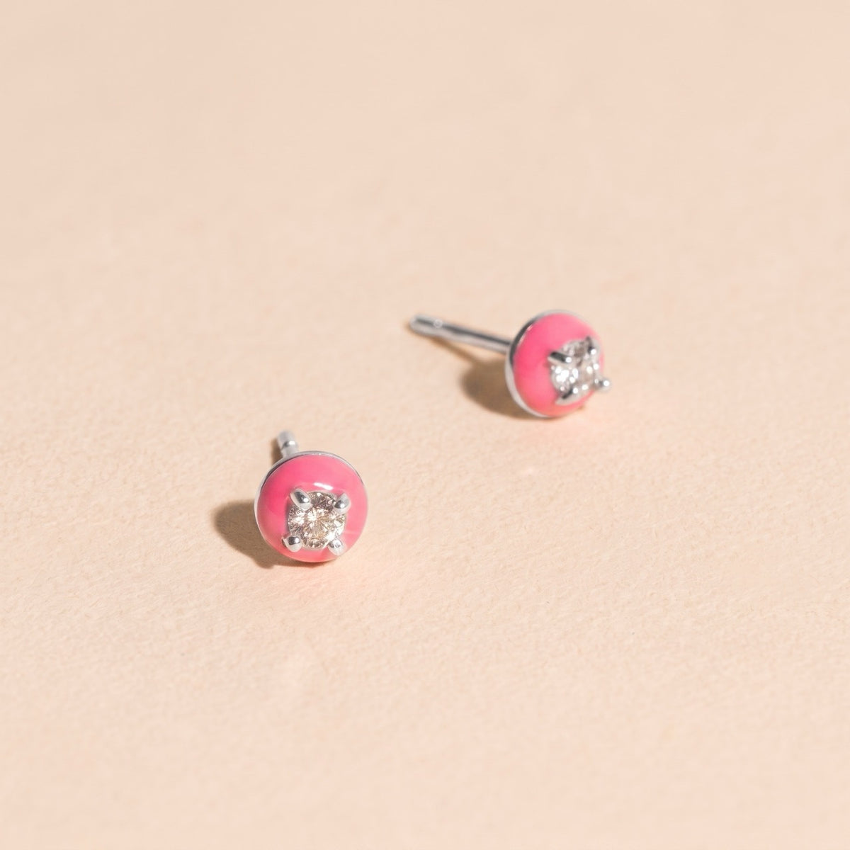 Pink Color Dab Stud Earring