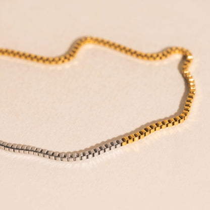 Mixed Metal Dainty Box Chain Necklace