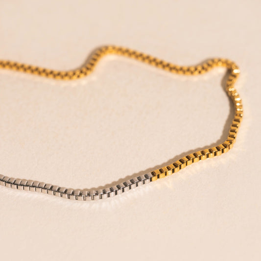 Mixed Metal Dainty Box Chain Necklace