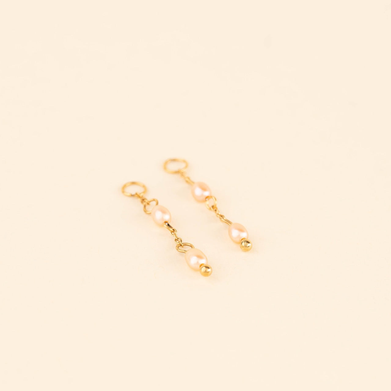 Double Natural Pearl Huggie Hoop Charms