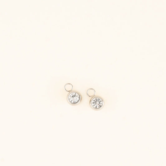 Round Crystal Huggie Hoop Charms