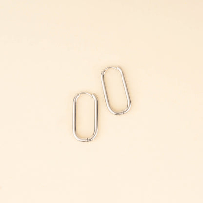 Rectangle Rounded Huggie Hoop Earrings