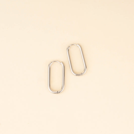 Rectangle Rounded Huggie Hoop Earrings