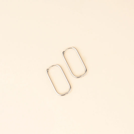 Rectangle Rounded Huggie Hoop Earrings