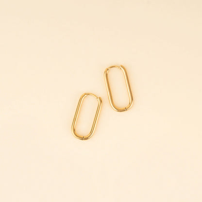 Rectangle Rounded Huggie Hoop Earrings