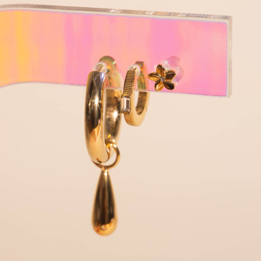 Droplet Textured Gold Stack Pack (4 item pairs)