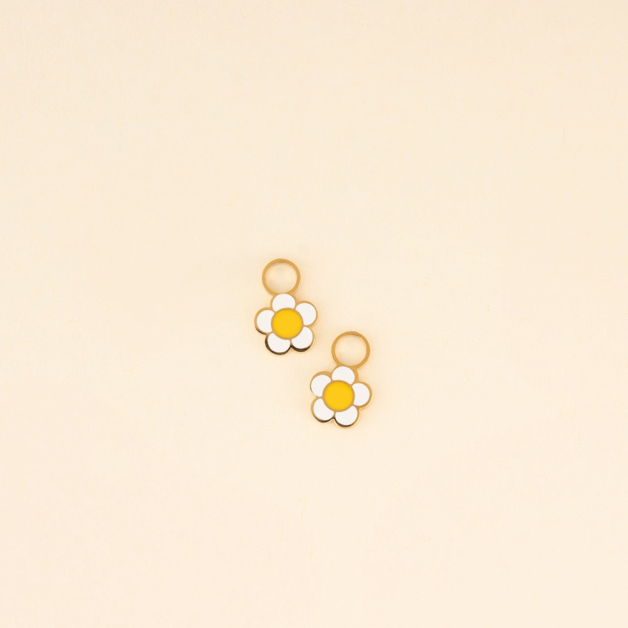 White Flower Huggie Hoop Charms