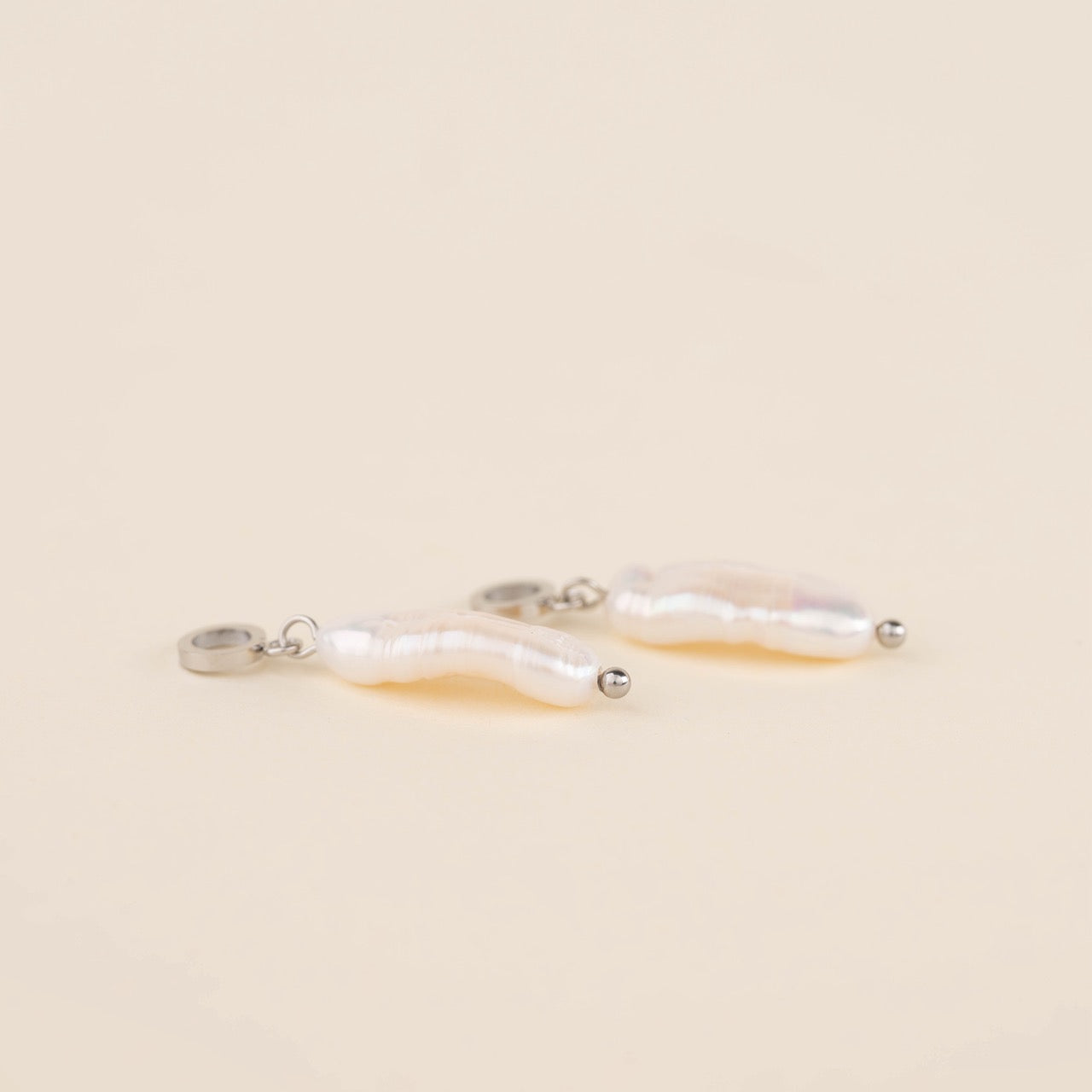 Baroque Natural Pearl Huggie Hoop Charms