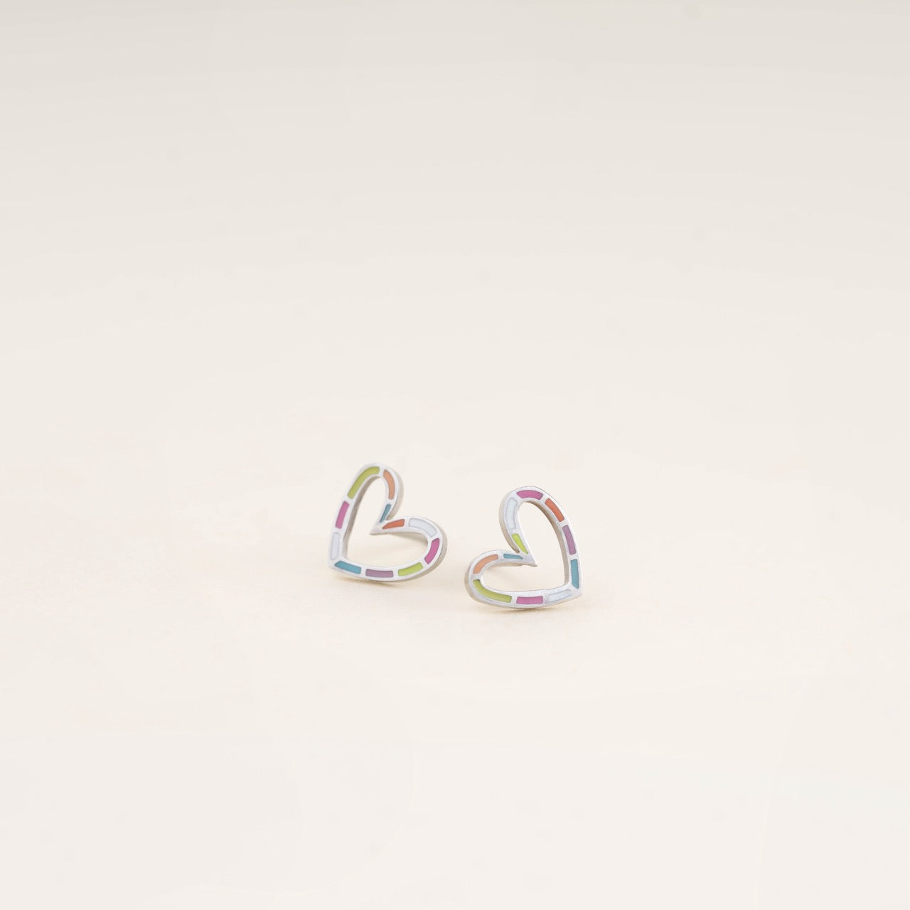 Rainbow Heart Stud Earrings