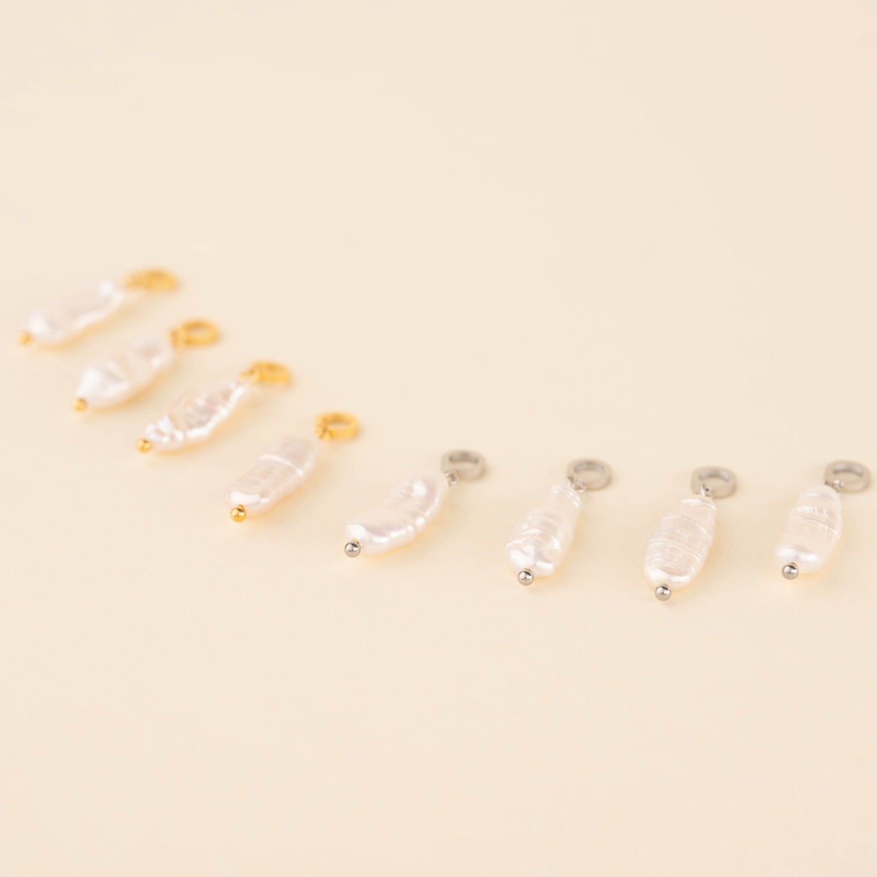 Baroque Natural Pearl Huggie Hoop Charms