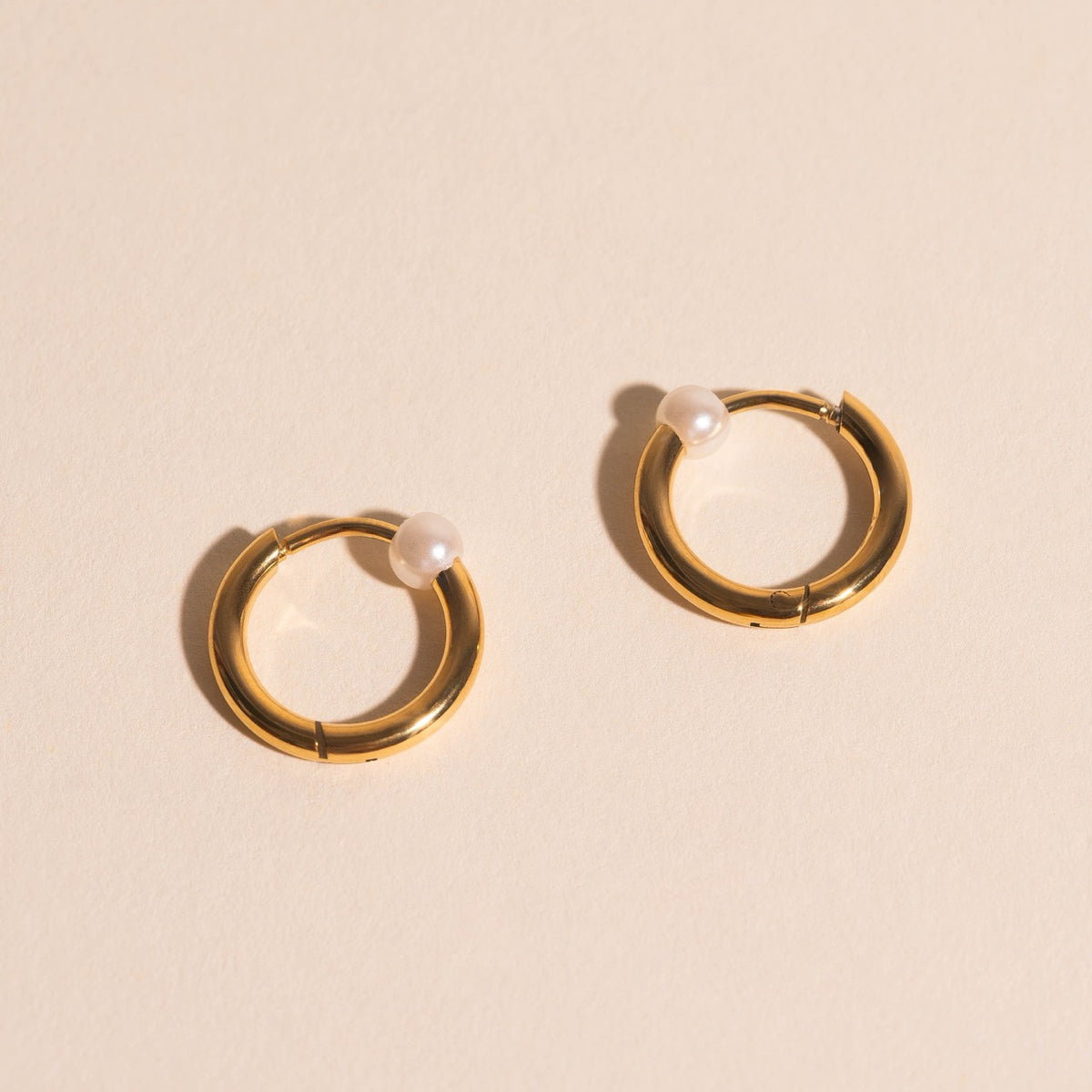 Pearl Huggie Hoop Earrings