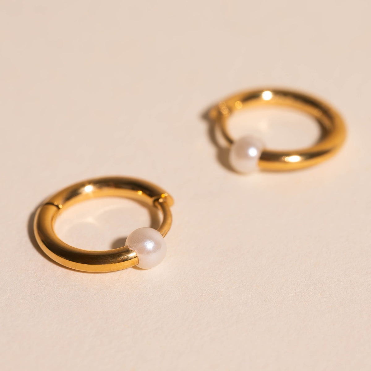 Pearl Huggie Hoop Earrings