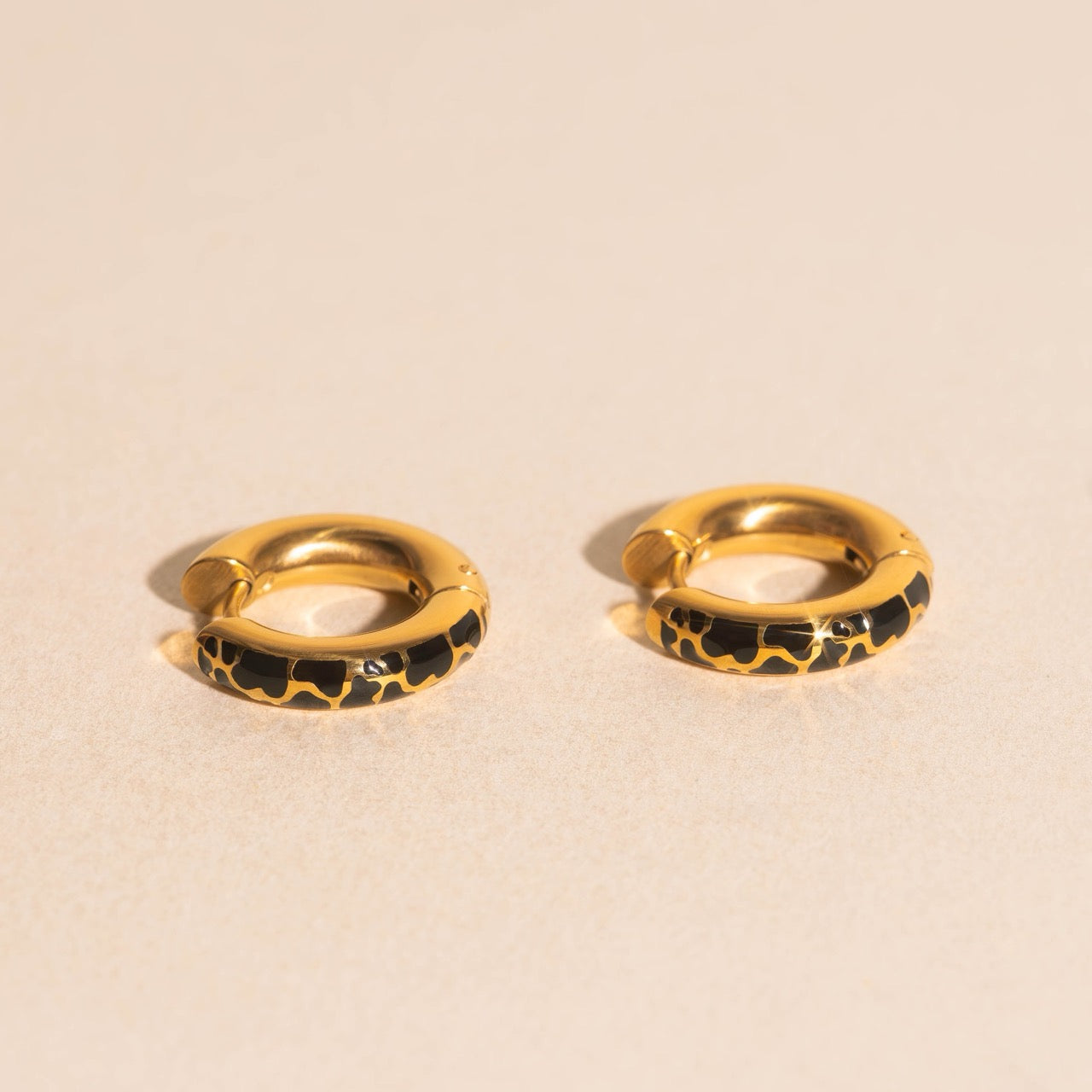 Cow Chunky Rounded Huggie Hoop Earrings