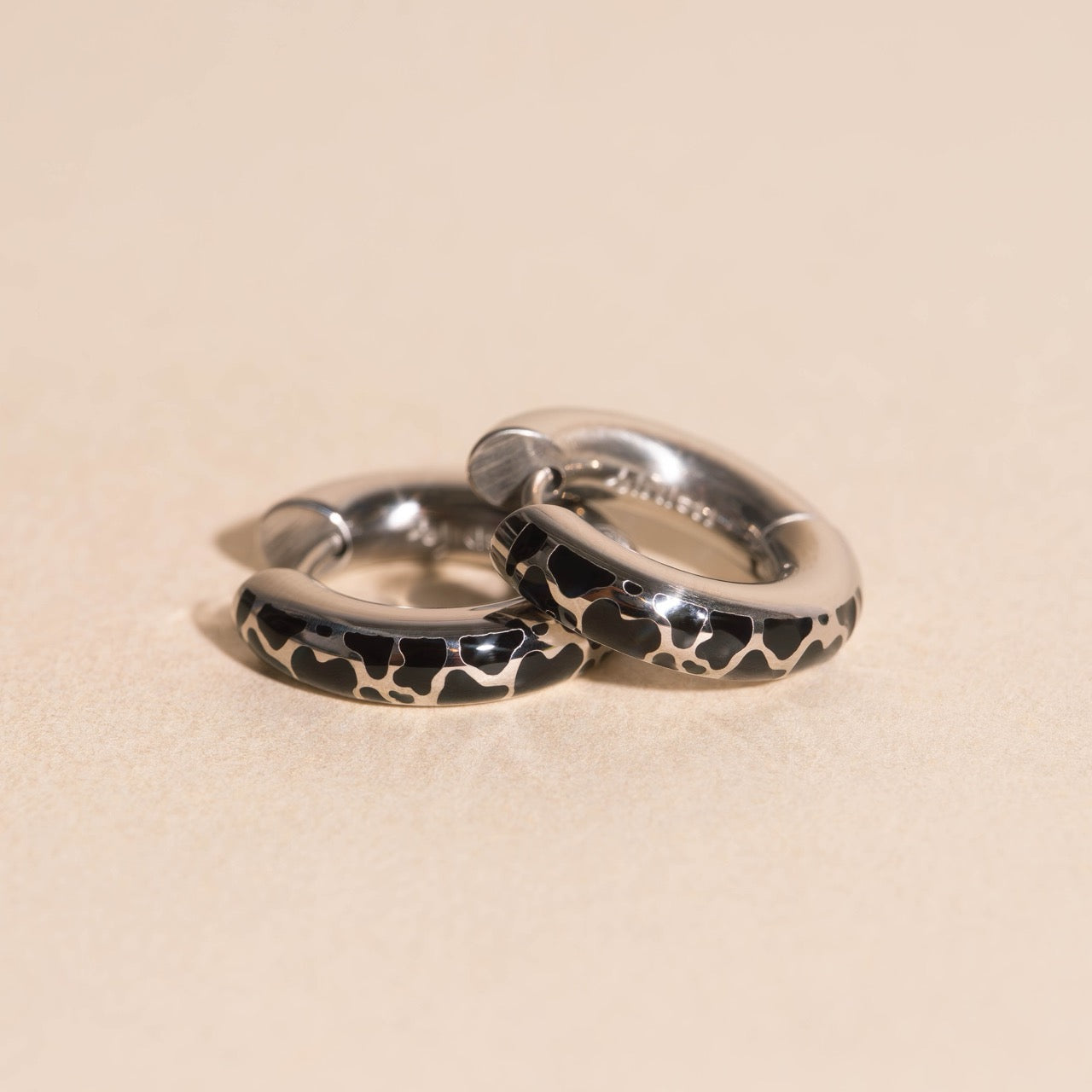 Cow Chunky Rounded Huggie Hoop Earrings