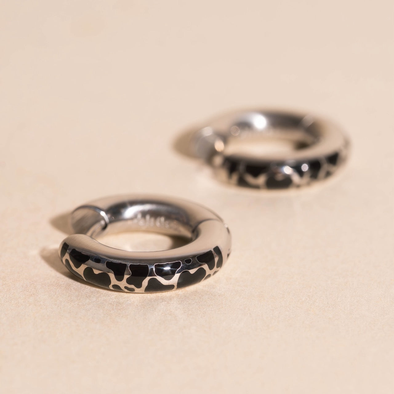 Cow Chunky Rounded Huggie Hoop Earrings