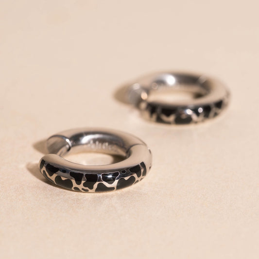 Cow Chunky Rounded Huggie Hoop Earrings