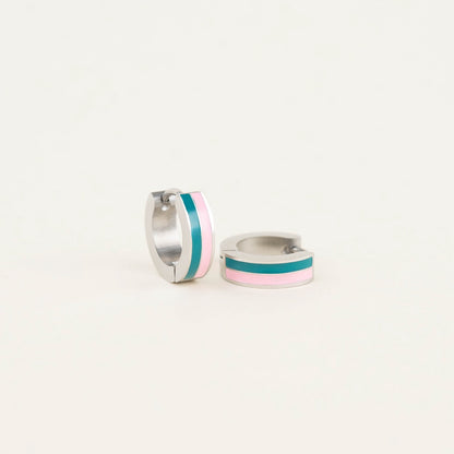 Striped Chunky Huggie Hoop Earrings