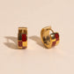 9mm Block Checkered Super Chunky Huggie Hoop Earrings