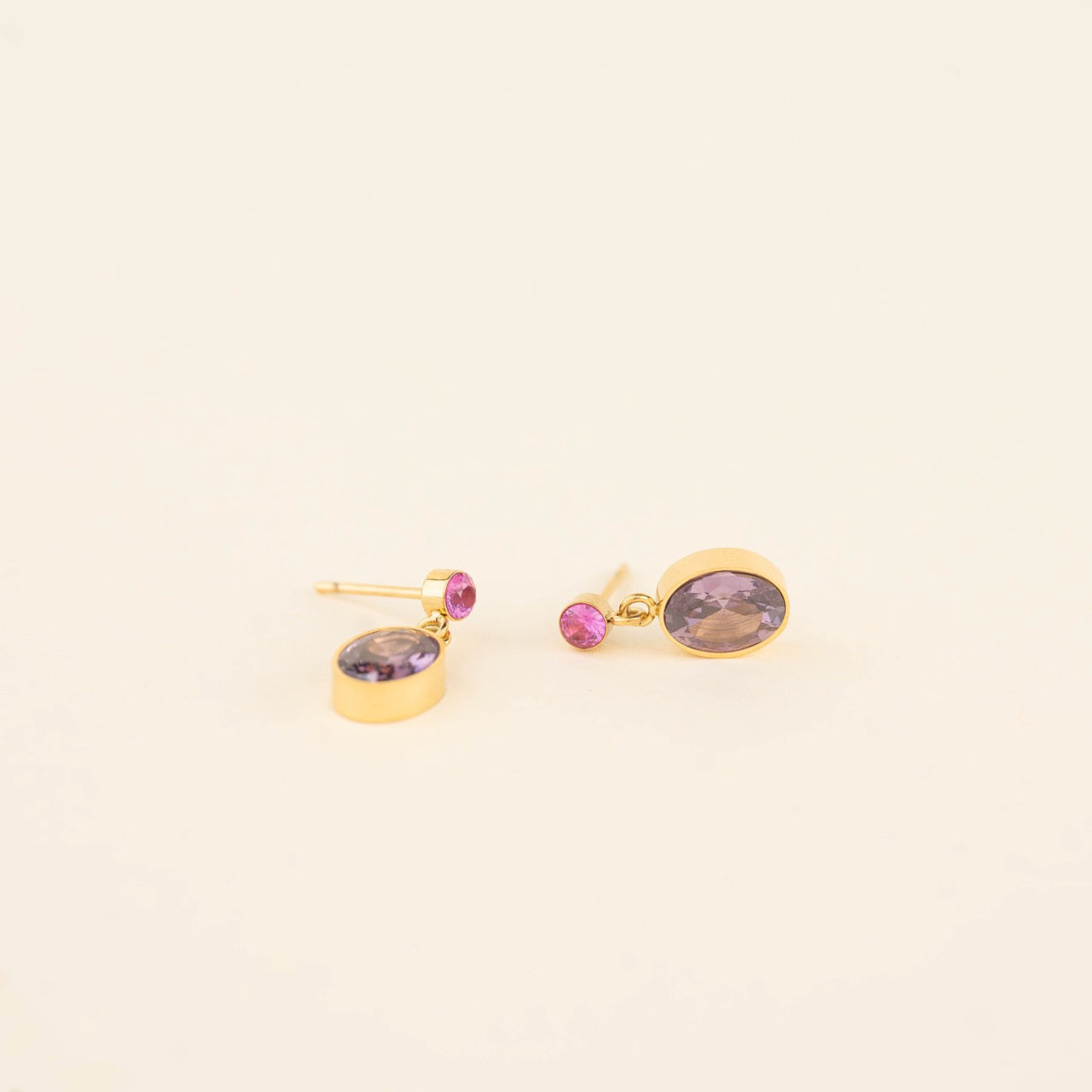 Purple Gem Drop Stud Earrings