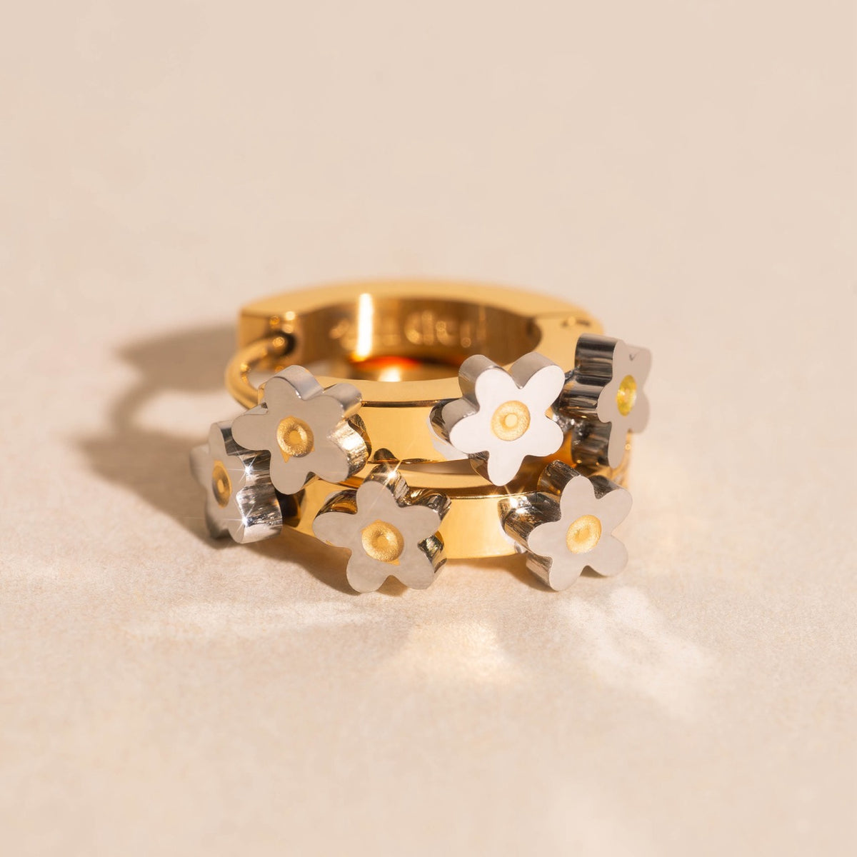 Daisy 3D Huggie Hoop Earrings